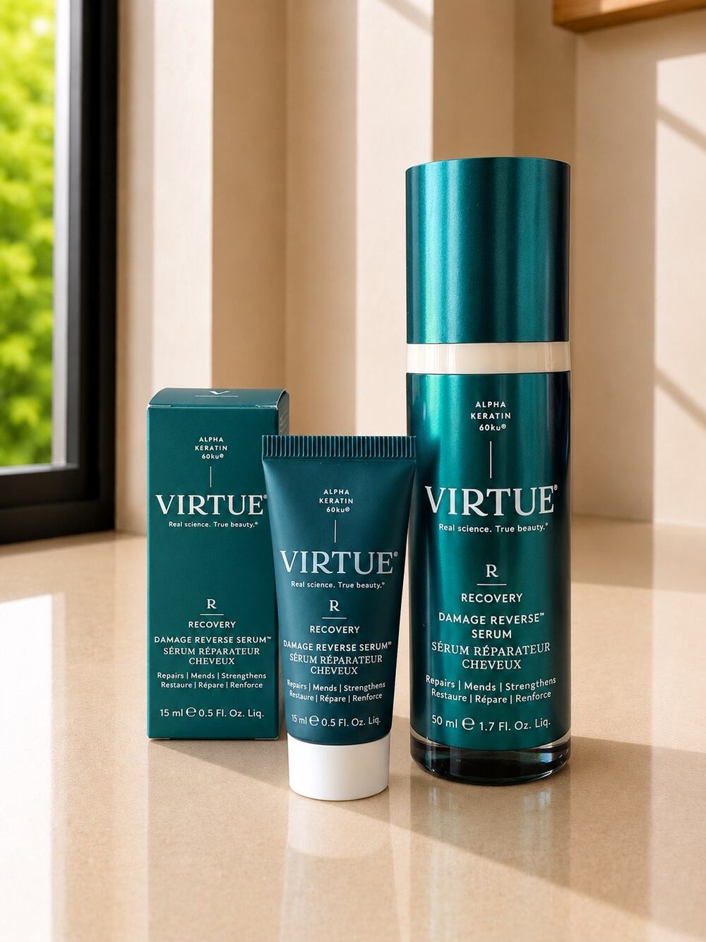 VIRTUE Damage Reverse Serum 50ml + 15ml Bundle New